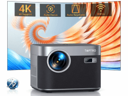Beamer 4K Unterstützung【Net-Flix & Autofokus/Trapezkorrektur】 Full HD 1080P Beamer Heimkino WiFi6 Bluetooth, 28000 Lumen TOPTRO LED Video Projektor Beamer mit You-Tube/Dis+ 300 Inch Grau