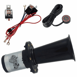 Oldtimer Hupe 12v FARBIN Ahooga Hupe für Auto LKW Retro Vintage Horn Kit verchromt Signalhorn 12 V Oldtimer Fanfare Horn UNIVERSAL Horn (Schwarz Hupe mit Knopf)