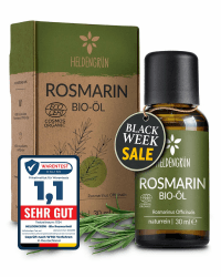 Heldengrün® BIO Rosmarinöl [HOCHDOSIERT] Stimuliert Haarwachstum - Haaröl bei Haarausfall - 100% naturreines Rosmarin Öl - Rosmarinöl Haare Rosmarin 30 ml (1er Pack)