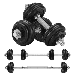 SONGMICS 2-in-1-Hanteln, 2er Set, Hantelset aus Gusseisen, verstellbar, Kurzhantelset mit Verbindungsrohr, Workout, Gewichtheben für Zuhause, Fitnessstudio 30.0 Kilogramm