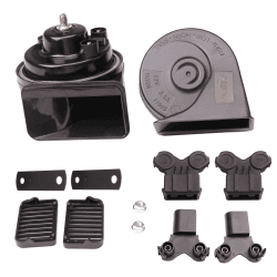 FARBIN Auto Horn Kompatibel mit Audi/Porsche/VW Volkswagen, 12V wasserdichte Auto Horn Loud High/Low Tone elektrische Schnecke Horn mit schützendem Grill Horn Kompatibel mit Audi/Porsche/VW Volkswagen 12V