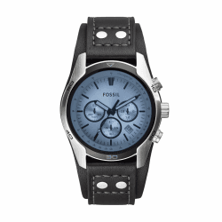 Fossil Coachman Uhr für Herren, Chronographenwerk mit Edelstahl- oder Lederarmband 45MM Blau