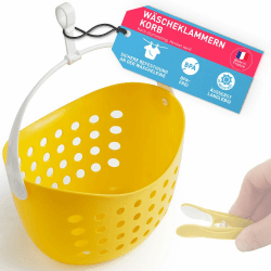 culiclean Wäscheklammernkorb stabil zum Aufhängen Korb leer 1 Stück Korb Illuminating Henkel weiß für Wäscheklammern Wäsche Kluppen Aufbewahrung statt Wäscheklammer Beutel Sack Klammerbeutel Einheitsgröße 1 Korb Illuminating Gelb/Weiß