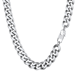 PROSTEEL Herren Halskette Klassische Panzerkette 3/6/9/12mm breit kubanische Gliederkette Herren Hip-Hop Kette Cuban Chain Necklace für Männer Jungen Edelstahl/18k vergoldet 36/46/51/55/61/66/71/76cm Silber-12mm 55.0 Zentimeter