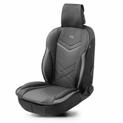 WALSER Sitzauflage Auto Rey, Sitzschoner Auto schwarz/grau, Universal Auto Sitzauflagen, Autositzauflage Vordersitze, Sitzbezug Auto Vordersitze, Sitzkissen Auto Sportlook, Sitzbezüge Auto für PKW/LKW Schwarz Grau