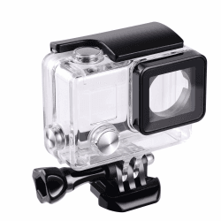flycoo Schutzhülle Wasserdichte Gehäuse mit Objektiv für Gopro Hero 3 + Hero 4 Action Kamera mit Befestigungsschrauben und Basis Schutz Unterwasser 45 m