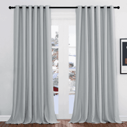 PONY DANCE Thermogardine Wärmeisolierend Verdunklungsvorhänge Ösen Gardienen 2-Set H 245 x B 200 cm Graue Gardinen Wohnzimmer Ösenvorhang Blickdicht, Silbergrau H245 x B200 cm (2er Pack) Silbergrau