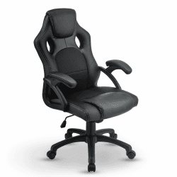 Juskys Racing Schreibtischstuhl Montreal ergonomisch höhenverstellbar & gepolstert 120 kg belastbar Bürostuhl Drehstuhl PC Gaming Stuhl - schwarz Schwarz 111 cm