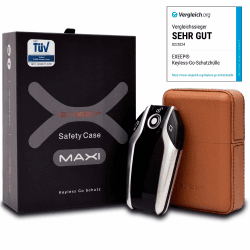 EXEEP® Keyless Go Schutz Autoschlüssel - Extra Groß - TÜV geprüft - Zuverlässige Funkschlüssel Abschirmung - RFID Blocker Schlüsseletui Echt-Leder - Auto Diebstahlschutz Box - Braun Braun - Maxi
