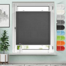 Sanfree Plissee ohne Bohren Klemmfix Anthrazit B85 x H110cm Jalousie Faltrollo Plisseerollo ohne Bohren für Fenster & Tür Anthrazit B85 x H110 cm