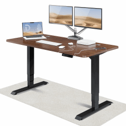 Desktronic Höhenverstellbarer Schreibtisch (160x80cm) - Schreibtisch Höhenverstellbar Elektrisch mit Flüsterleisem Dual-Motor & Touchscreen - Hohe Tragfähigkeit - Stehtisch HomePro Schwarz + Nussbaum 160 x 80 cm