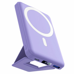 AOGUERBE Wireless Power Bank, 10000mAh Faltbarer Magnetische Powerbank Mini PD 22,5W Schnellladen mit LED Display, Kompatibel mit MagSafe für iPhone 16/15/14/13/12 Plus/Mini/Pro/Pro Max (Violett)