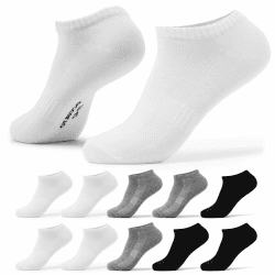 Occulto Damen Sneaker Socken 10er Pack (Modell: Diana) 39-42 Schwarz Weiß Grau