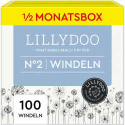 LILLYDOO hautfreundliche Windeln Größe 2 (4-8 kg), Halbmonatsbox (100 Windeln) Größe 2 (100 Stück)