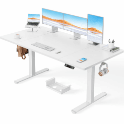 ErGear Höhenverstellbarer Schreibtisch-160 x 80cm,100 KG Tragkraft Elektrischer Schreibtisch mit Fortgeschrittenem Bürstenlosem Motor, Leise Funktion, Robuster Metallrahmen, Vierteilige Tischplatte 160 x 80 cm Weiß