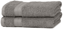 Amazon Basics – 2 Handtücher für Badezimmer, farbecht, 100 % Baumwolle, weich, saugfähige Händehandtuch, 50 x 100 cm, Grau, 2 Stück 2 Handtücher Grau