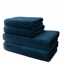 4 er Set Handtücher | 2 Badetücher 70x140 cm + 2 Handtücher 50x100 cm | Frottee Weich & Flauschig | 100% Baumwolle | Frottier Duschtuch Badetuch Badehandtuch | 500g/m² | Oeko-Tex | Ôhm | Dunkelblau Dunkelblau 4er Set
