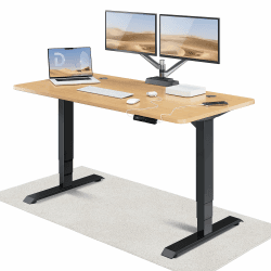 Desktronic Höhenverstellbarer Schreibtisch (160x80cm) - Schreibtisch Höhenverstellbar Elektrisch mit Flüsterleisem Dual-Motor & Touchscreen - Hohe Tragfähigkeit - Stehtisch HomePro Schwarz + Eiche 160 x 80 cm