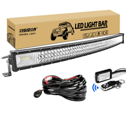 RIGIDON Gebogene Led lichtleiste kfz mit 12v blitz kabelbaum kit, 42 Zoll 105cm 540W offroad beleuchtung Led bar für Auto SUV ATV, UTV, LKW 4x4, Fahrzeuge, 6000K Weiß led arbeitsscheinwerfer 42 Zoll 540W mit kabelbaum