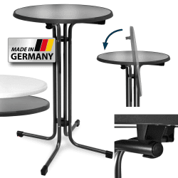 Beautissu Stehtisch Klappbar 70 cm Sylt – Stehtisch Outdoor Wetterbeständig Hitzebeständig – Klapptisch Kratzfest Partytisch höhenverstellbar leichte Montage TÜV – Bistrotisch Rund Anthrazit Ø 70 cm Anthrazit