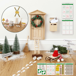 Nordstern Wichteltür Set - Komplettset inkl. Wichtelbriefe, Umzugskartons, Baustelle, Schilder und vielen weiterem Zubehör für die Adventszeit, DIY-Dekoration für Weihnachten Wichtel-Set