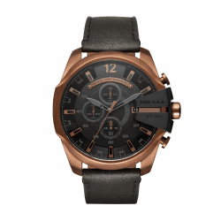 Diesel Chief Series Herrenuhr, Chronographenwerk mit Silikon-, Edelstahl- oder Lederarmband 51MM Schwarz und Braun
