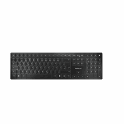 CHERRY KW 9100 SLIM, Kabellose Design-Tastatur, Deutsches Layout (QWERTZ), Wahlweise Bluetooth oder 2,4 GHz Funk, Flache Tasten, Wiederaufladbar, Schwarz-Grau Schwarz-Silber Deutsches Layout - QWERTZ Windows