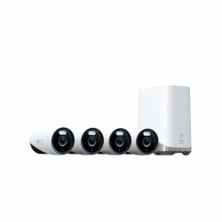 eufy Security eufyCam E330 Überwachungskamera für Außen, 4K, 24/7 Aufnahme, Netzstrombetrieben, veratärktes Wi-Fi, Gesichtserkennungs-KI, ohne monatliche Gebühren, 4 Kamera Set, inklusive HomeBase 3 Vier-Kamera-Set
