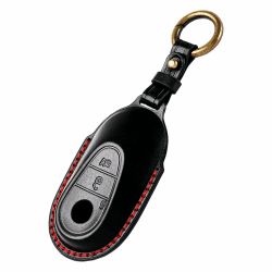 OFF WE GO Schlüsselhülle Cover Leder Autoschlüssel Hülle für Mercedes Benz C-Class W206 S-Class W223 GLC X254 EQS V297 EQE V295 Damen Männer Schlüssel Cover mit Schlüsselanhänger, Schwarz