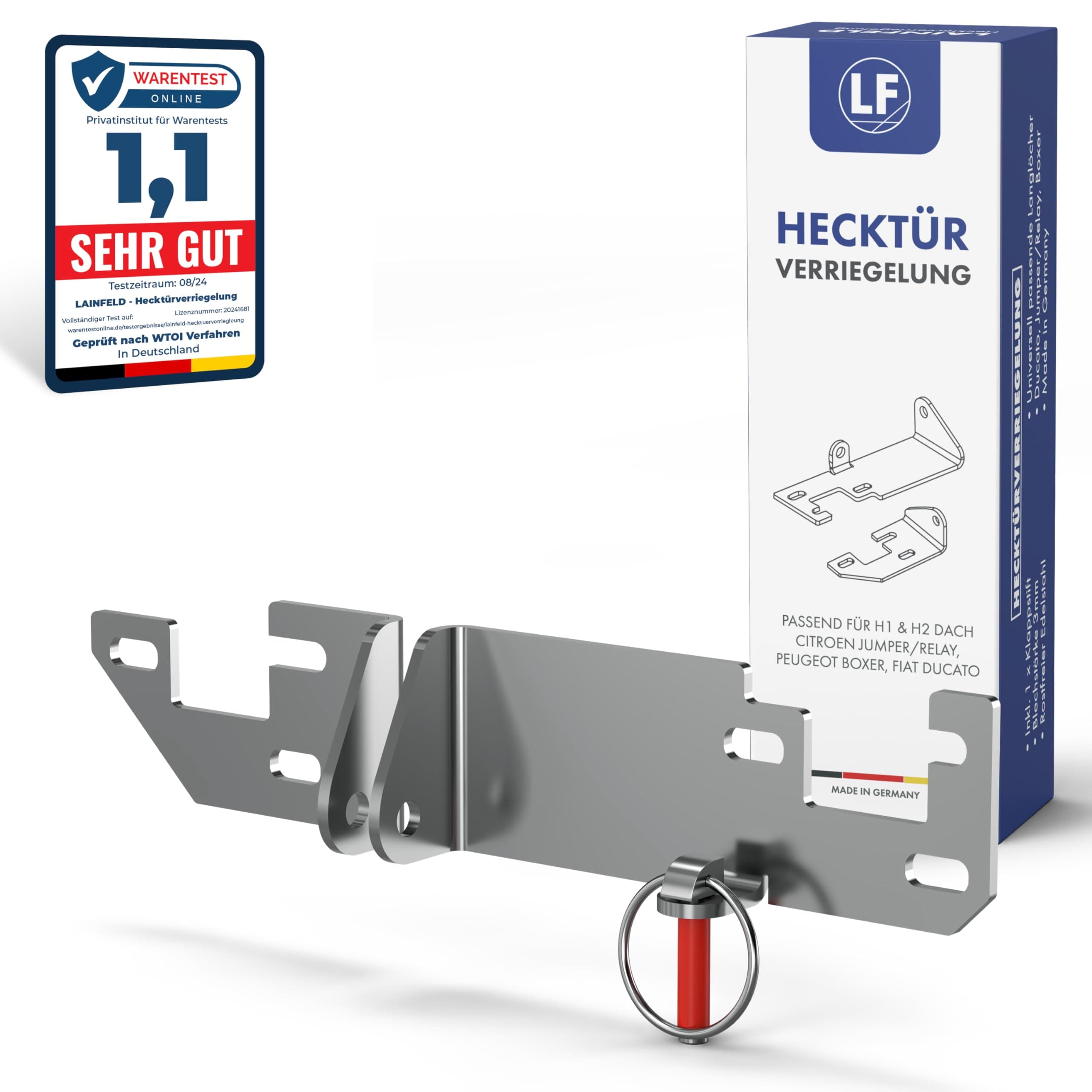 LAINFELD Hecktürverriegelung | Hecktür Einbruchschutz H1/H2 Dach für z.B. FIAT Ducato, Citroen Jumper | Zubehör Camping Wohnmobil | Türsicherung H1-H2 Dach