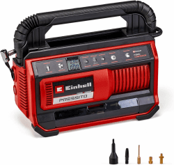 Einhell Hybrid-Kompressor PRESSITO 18/25 Hybrid Power X-Change (18 V, Betrieb mit Stromkabel oder Akku, max. 11 bar, inkl. 4-tlg. Adapter-Set & 2 Schläuchen, ohne Akku) PRESSITO Hybrid (Modell 2023)
