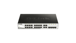 D-Link DGS-1210-16/E 16-Port Smart Managed Gigabit Switch (16x 10/100/1000Mbit/s, 4x Glasfaser SFP/Combo Slots, lüfterlos & energiesparend) - Nur EU-Netzkabel, Schwarz/Grau 20 Port|16x1G|4x1G SFP Combo Aktuelle Version
