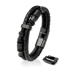SERASAR Premium Lederarmband für Männer in Schwarz | Magnetverschluss aus Edelstahl in Schwarz, Silber & Gold | Inklusive Schmuckschachtel | Tolle Geschenkidee 23cm Spirit Schwarz