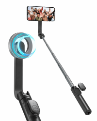 Spigen Magsafe Selfie Stick Stativ Wondersnap [Spigen MagFit-Technologie] Bluetooth-Fernbedienung Kompatibel mit iPhone 16/15 Pro Max, Samsung Galaxy S24/S23 -Schwarz