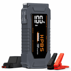 HPBS Starthilfe Powerbank 3000A 12V,Jump Starter für bis zu 10L Benzin und 8L Dieselmotor,Tragbare Auto Starthilfe mit 3 Zoll Großem LCD-Bildschirm/USB