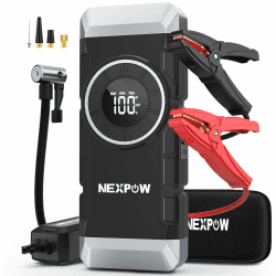 NEXPOW Starthilfe Powerbank mit Luftkompressor, 150PSI 2000A Spitzenstrom Auto Starthilfe Powerbank für 8.5L Benzin und 8.0L Dieselmotor, Starthilfe mit LED-Taschenlampe
