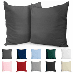 Dreamzie Kissenbezug 50x50 Baumwolle Renforcé (2er-Set) - Anthrazit - Dicht gewebt mit 57 Fäden/cm² - Kissenhülle 50x50 cm - Oeko Tex Zertifiziert Anthrazit 50 x 50 cm, 2 Stück
