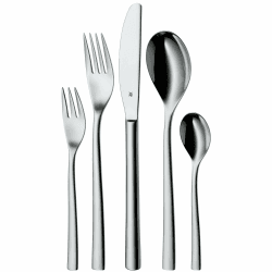 WMF Palermo Besteck Set 12 Personen, Essbesteck 60 teilig, Monobloc-Messer, Cromargan Edelstahl poliert, glänzend, spülmaschinenfest Single