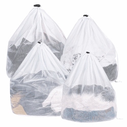 Hochwertiges 4er Set Feinmaschen-Wäschesäcke für die Waschmaschine - Mit praktischem Schnürverschluss und 4 verschiedenen Größen - Perfekt für Feinwäsche, Babykleidung und BHs Wäschesack mit Kordelzug 4 Stück