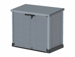Duramax Cedargrain StoreAway 1200L Gartenhaus aus Kunststoff / flacher Deckel, Mülltonnenbox, Gartenhaus, solide Konstruktion, ideal für Werkzeuge, BBQs und 2x 240L Mülltonnen, 145x85x125 cm, Grau Grau 1200L Flat Lid