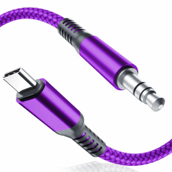 Basesailor USB C Aux Kabel 1.2M,Typ C auf 3,5mm Stecker Klinke Audio Adapter für Kopfhörer,Autoradio,Samsung Galaxy S21 S22 S23 Plus Ultra A13 A14 A52 A33 A53 A90 A71 A72 5G,Tab S8,iPad 10 Pro Air 4 5 1.2M Violett