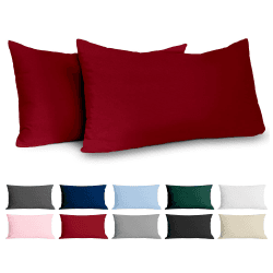Dreamzie Kissenbezug 40 x 80 Renforcé Baumwolle (2er-Set) - Burgunderrot - Dicht gewebt mit 57 Fäden/cm² - Kissenbezug 40x80 cm - Oeko Tex Zertifiziert Burgunderrot 80 x 40 cm, 2 Stück