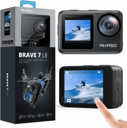AKASO Action Cam 4K30FPS, 20MP Unterwasserkamera IPX7 40M Wasserdicht EIS 2.0 Action Kamera Touchscreen Doppelbildschirm Sportkamera WiFi - Brave 7 LE