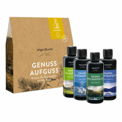 AllgäuQuelle® Saunaaufguss Set Bio 4er Sauna Zubehör 4x100ml Sauna Aufguss 100 ml (4er Pack)