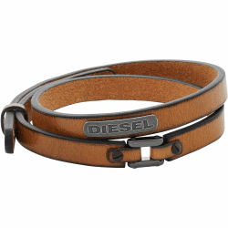 Diesel Herrenarmband aus Leder oder Nylon mit Karabinerhaken- oder Knopfverschluss Braun