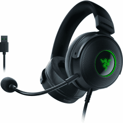 Razer Kraken V3 Hypersense - Kabelgebundenes USB-Gaming-Headset mit haptischer Technologie (TriForce Titanium 50mm-Treiber, THX Spatial Audio, abnehmbares HyperClear Cardioid-Mikrofon) Schwarz Kraken V3 HyperSense Schwarz