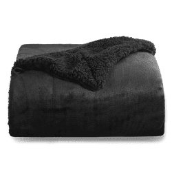 BEDSURE Kuscheldecke Flauschig Schwarz Sofaüberwurf Decke Sofa Klein als Couchdecke Überwurf und Wohnzimmerdecke, Wohndecke aus weiche Fleece und Warm Sherpa, Fleecedecke 130x150 cm Schwarz 130 x 150 cm