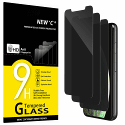 NEW'C 3 Stück, Sichtschutz Panzer Schutz Glas für iPhone 11 Pro Max/iPhone XS Max (6,7 Zoll), Ausgewogener 35-Grad-schutzwinkel mit Augenschutz, Ultra-Haltbare 9H Härte, Blasenfrei 11 Pro Max/XS Max 6,5 Zoll