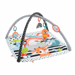 Fisher-Price Tierfreunde Kontrast-Spieldecke, Spielbogen, mit Musik und Licht, Krabbeldecke für Baby, zum Spielen im Bauchlage, Baby Ausstattung, ab Geburt, HPF39 Deluxe Kick