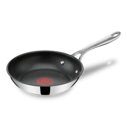 Jamie Oliver by Tefal Cook's Direct On Bratpfanne 20 cm, Antihaft, Induktionstauglich, Backofenfest, Edelstahl, Genieteter Griff, E3040244 ohne Rezeptheft 20 cm